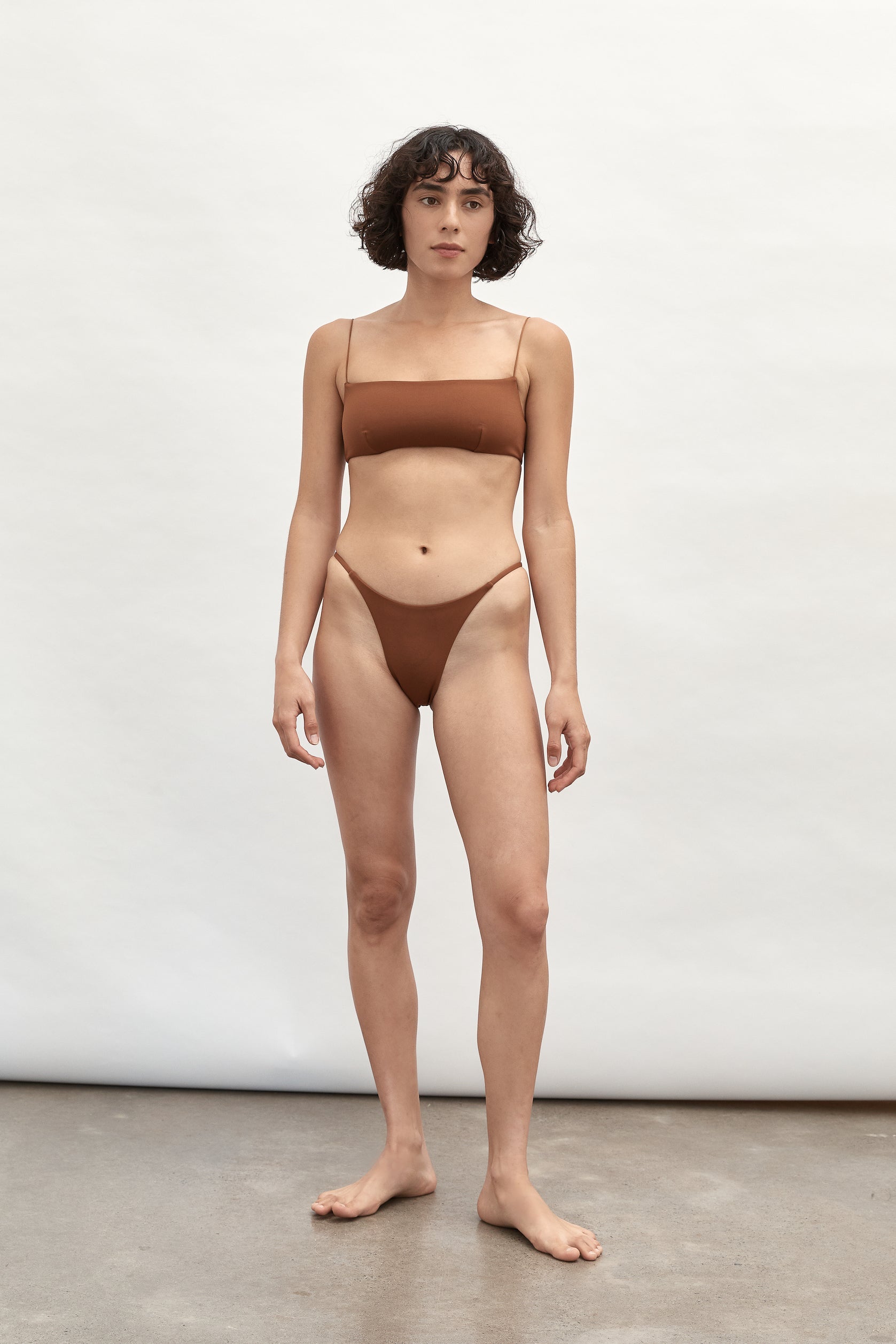 Fine Strap Bandeau Top | Truffle