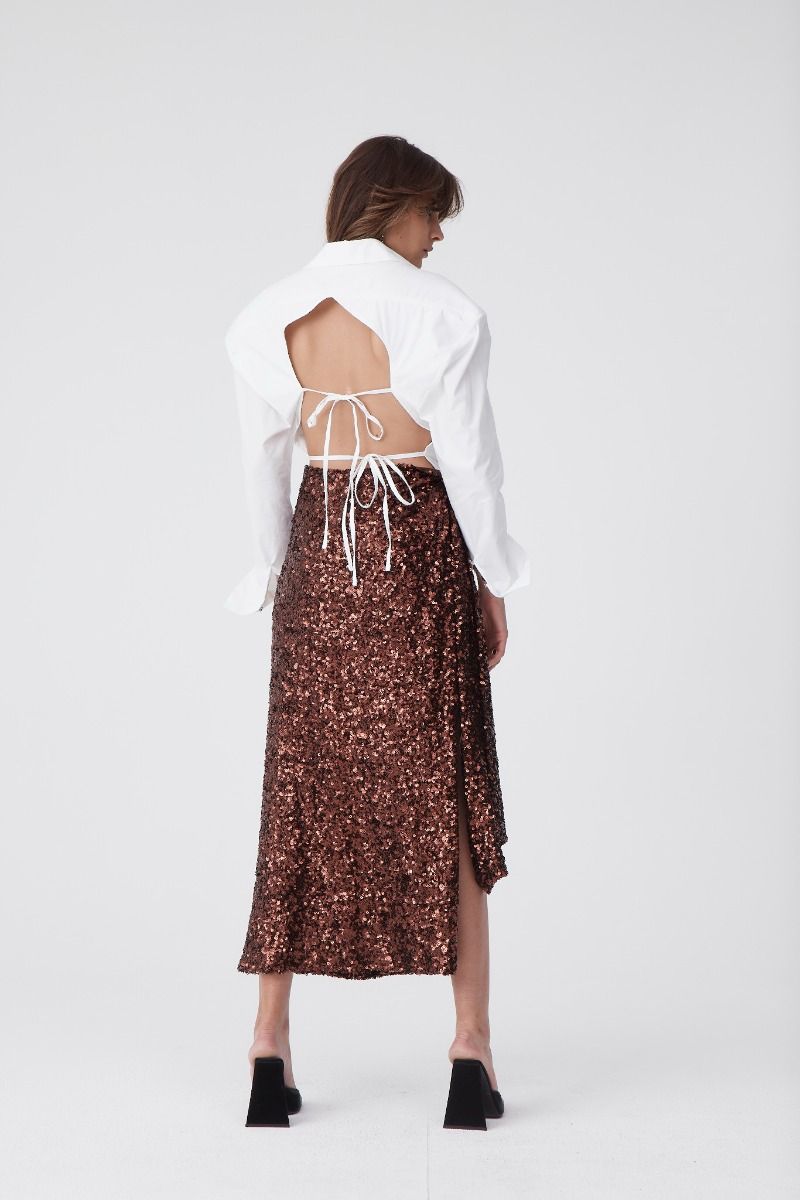 Teary Skirt Choc Sequins