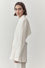 Linen Cut-Out Blazer - Ivory