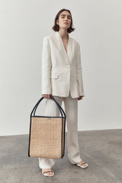 Linen Cut-Out Blazer - Ivory