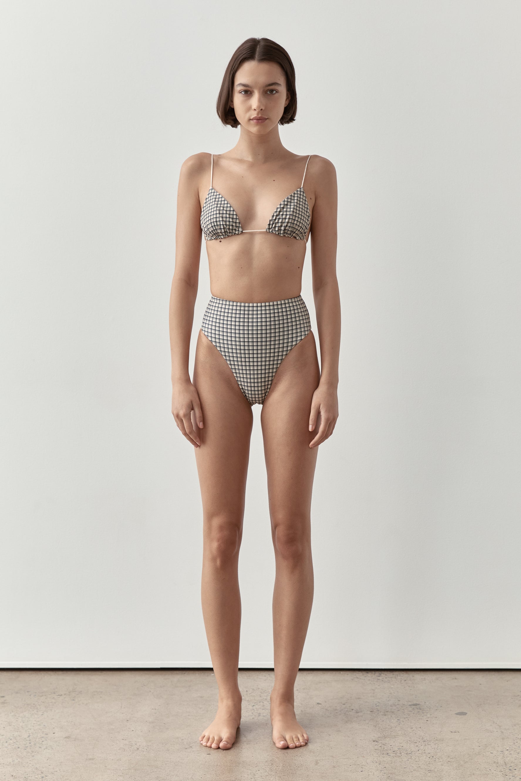Fine Strap Triangle Top | Bijou Check