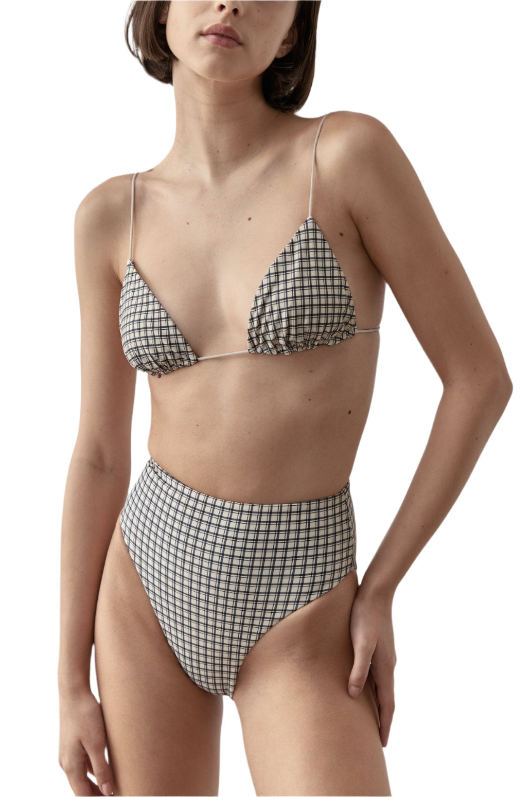 Fine Strap Triangle Top | Bijou Check