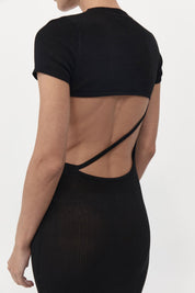 Cut Out Knit Dress - Black
