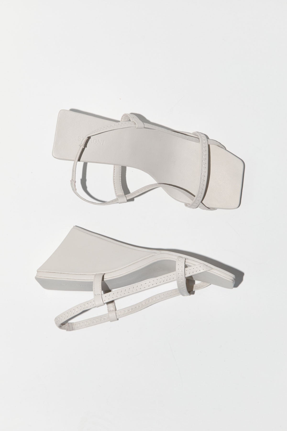 Fine Strap Sling Back Wedge - Cool White