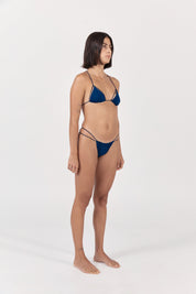Fine Strap Knot Detail Tri Top | Pacific Blue