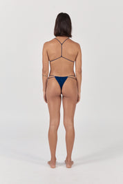 Fine Strap Knot Detail Tri Top | Pacific Blue