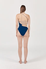 Fine Strap Asymmetric One Piece | Pacific Blue