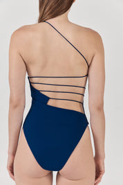 Fine Strap Asymmetric One Piece | Pacific Blue