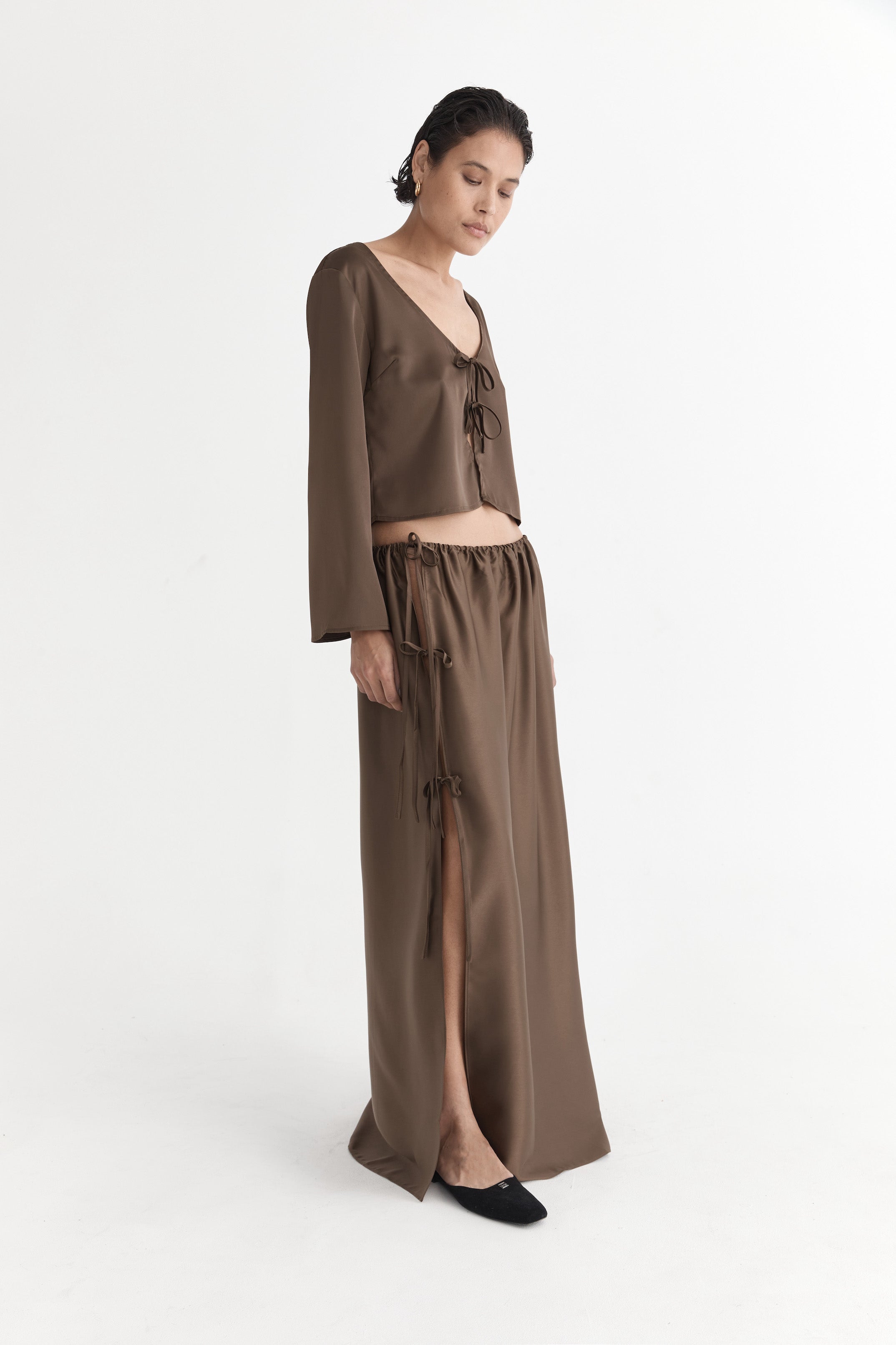 The Lucia Tie Up Skirt | Tobacco