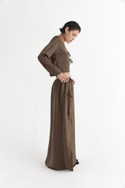 The Lucia Tie Up Skirt | Tobacco