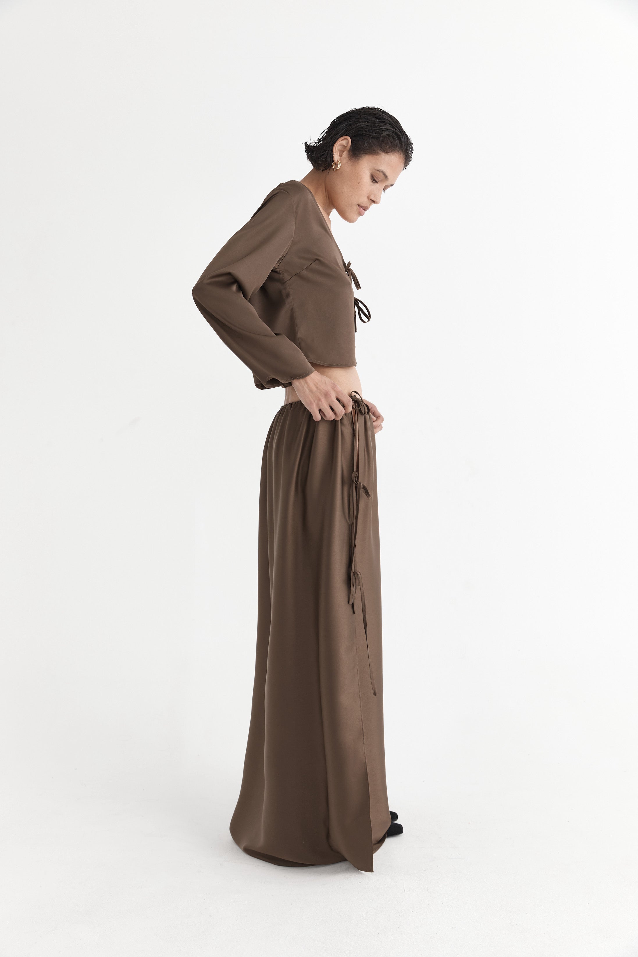 The Lucia Tie Up Skirt | Tobacco