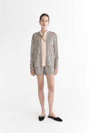 The Resort Shorts Ecru with Black Stripes