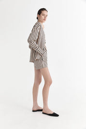 The Resort Shorts Ecru with Black Stripes