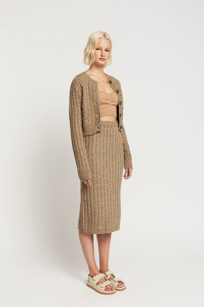 Miller Cable Knit Skirt Vintage Khaki