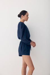 Winnie Shirt - Silk Sheer Shirt Navy