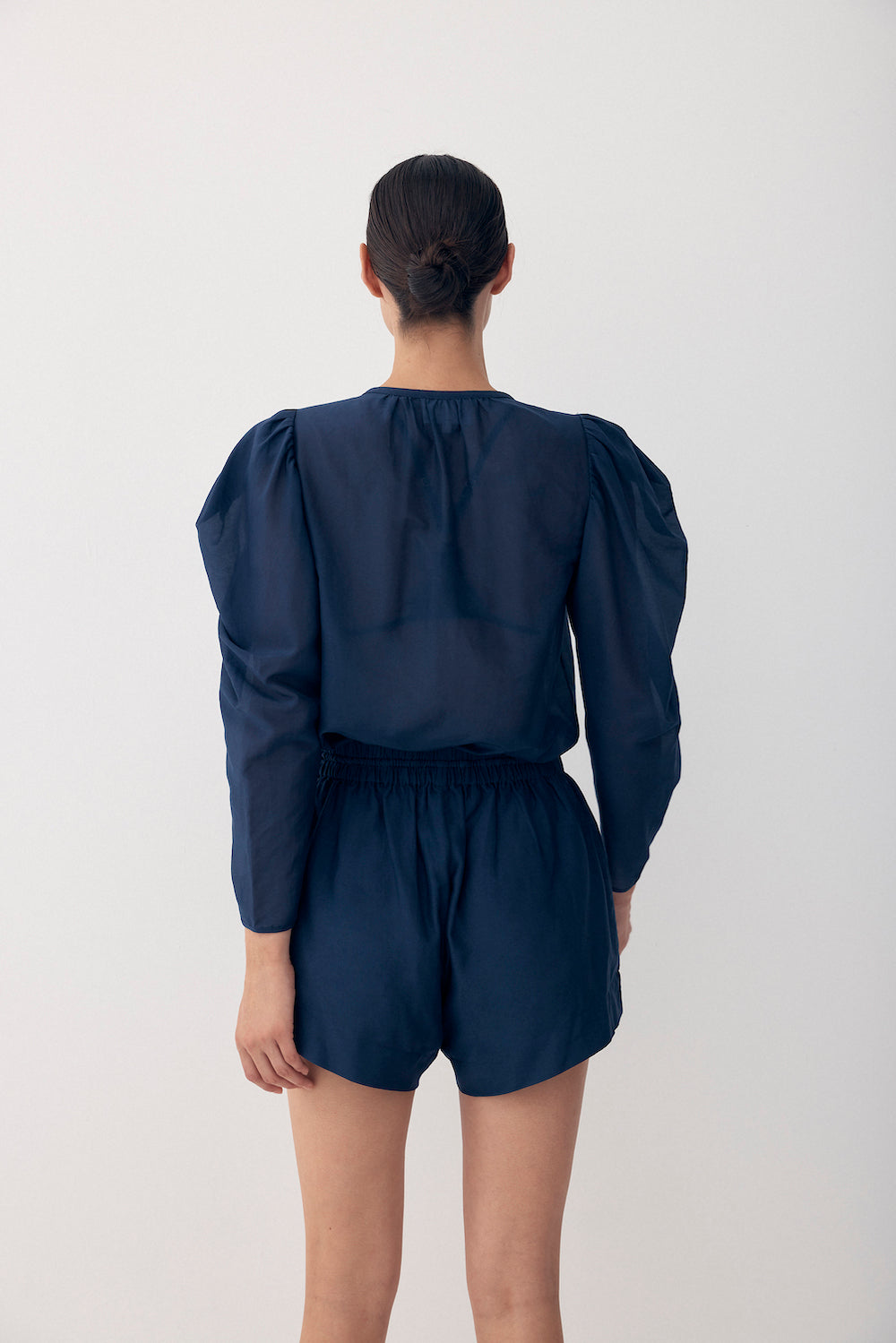 Winnie Shirt - Silk Sheer Shirt Navy