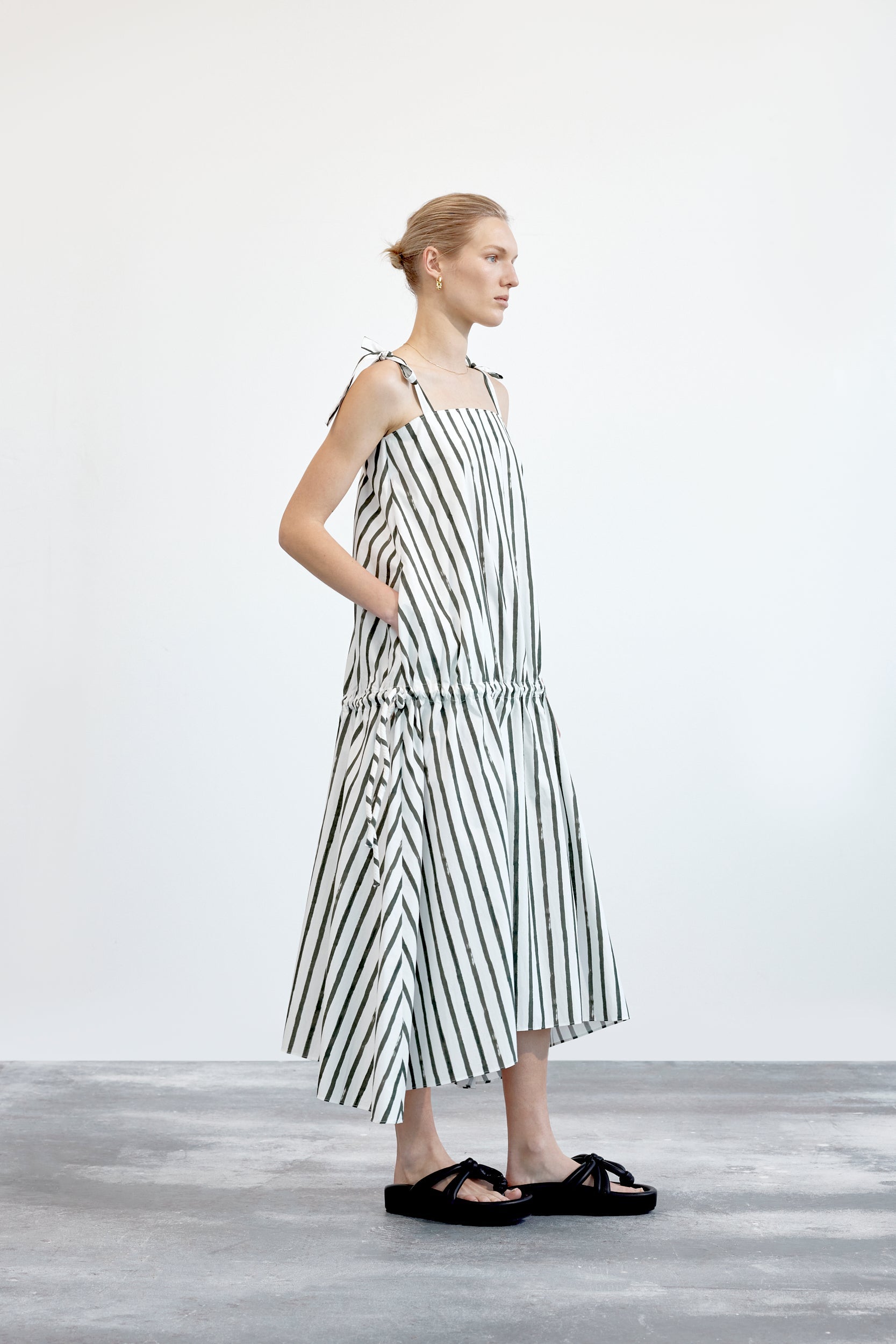 Clara Dress | Olive Painted Stripe