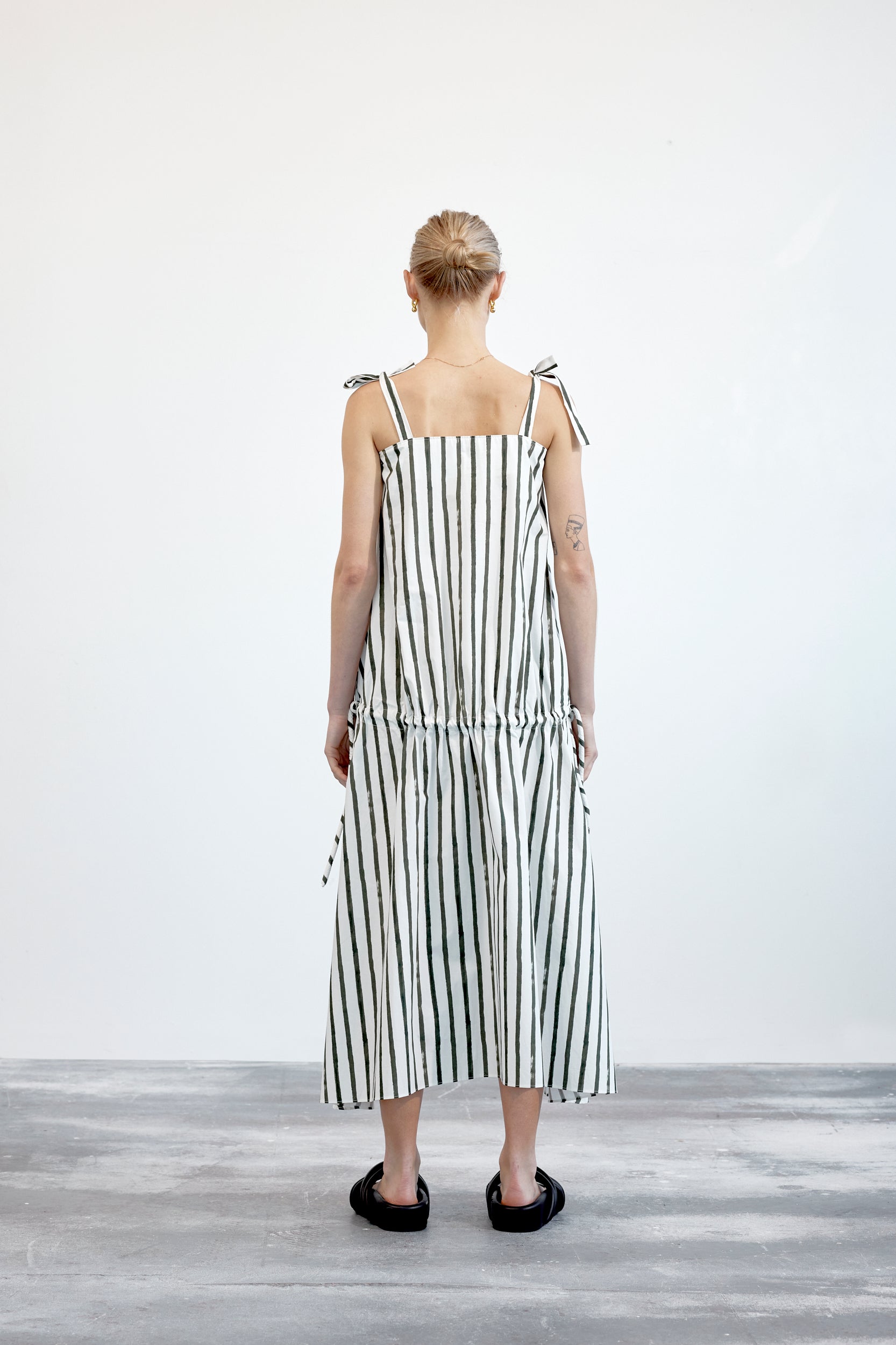 Clara Dress | Olive Painted Stripe
