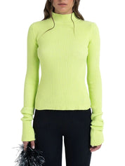 Ribbed Mock-Neck Skivvy in Algae