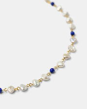 Marie Pearl Choker lapis/gold