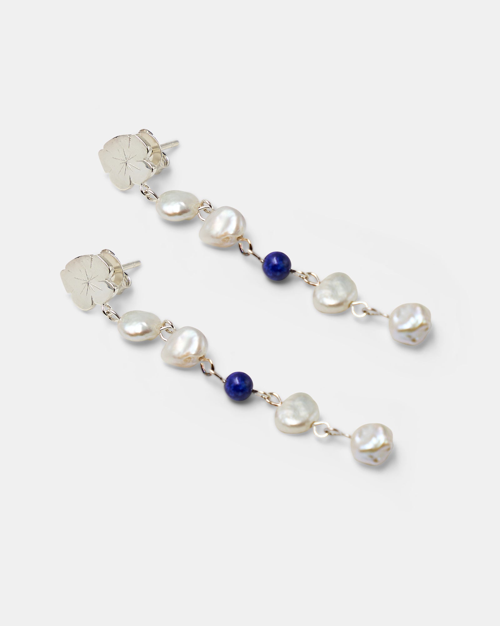Marie Pearl Drop Earring lapis/silver