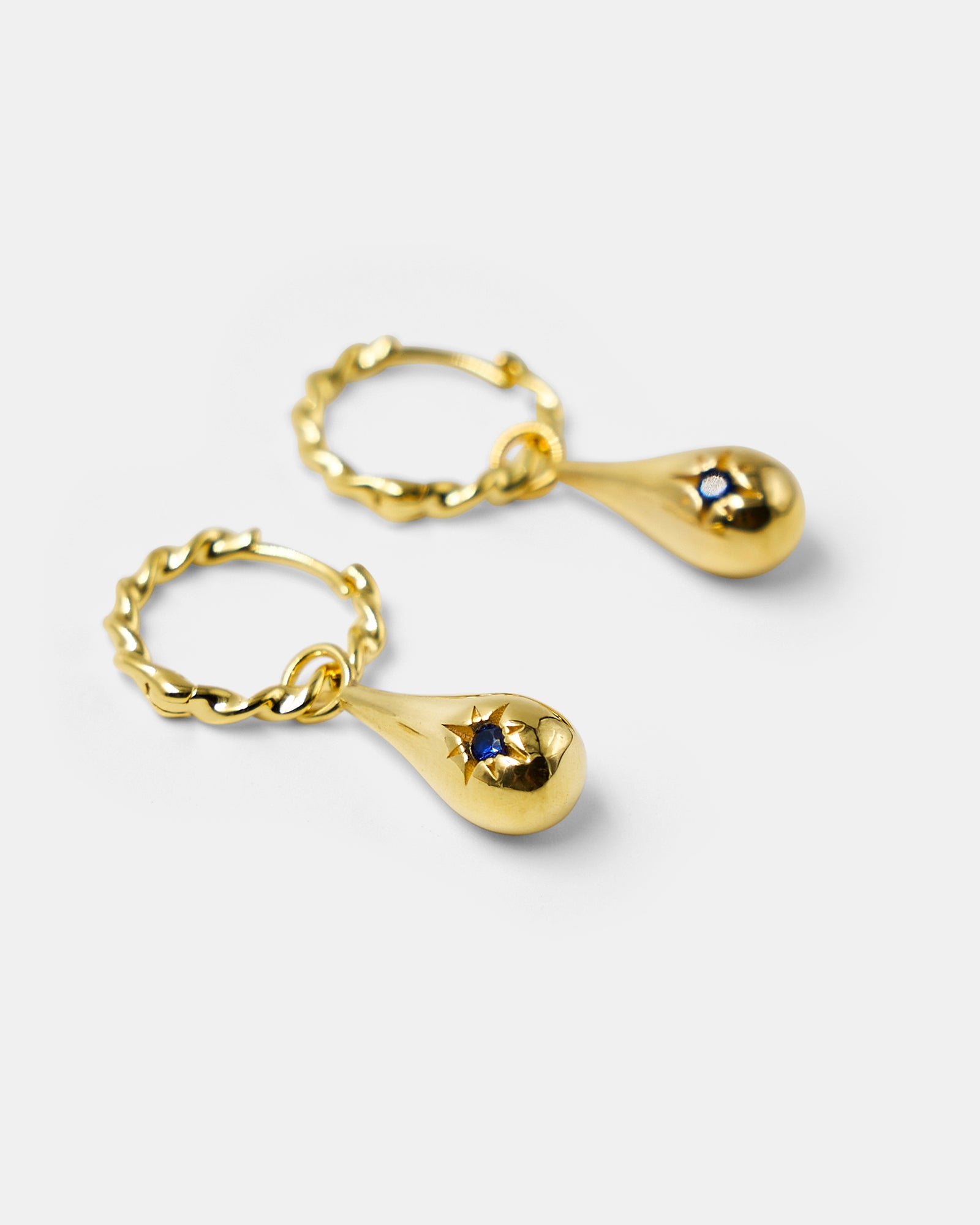 Tear Drop Twist Earring lapis/gold