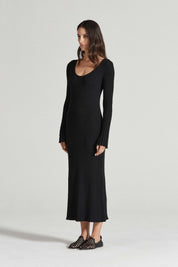 The Scoop Neck Cleo Dress Black Cotton