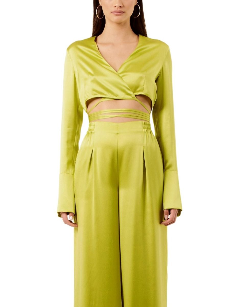 Beegee Wrap Crop Top - Chartreuse