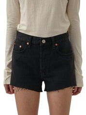 70s High-Rise Denim Short - Black