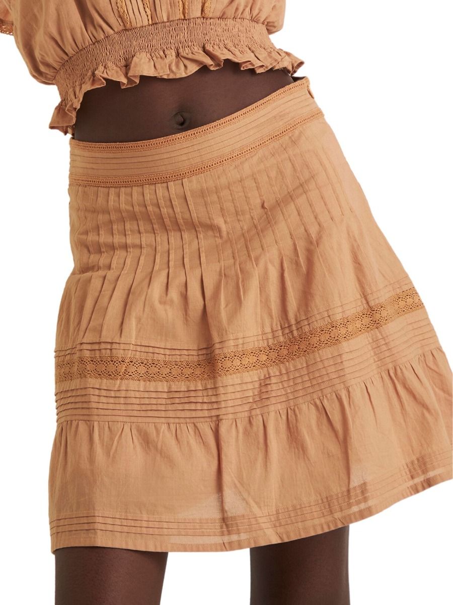 Prairie Lace Short Skirt Tan