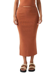 Harper Organic Knit Skirt - Tobacco