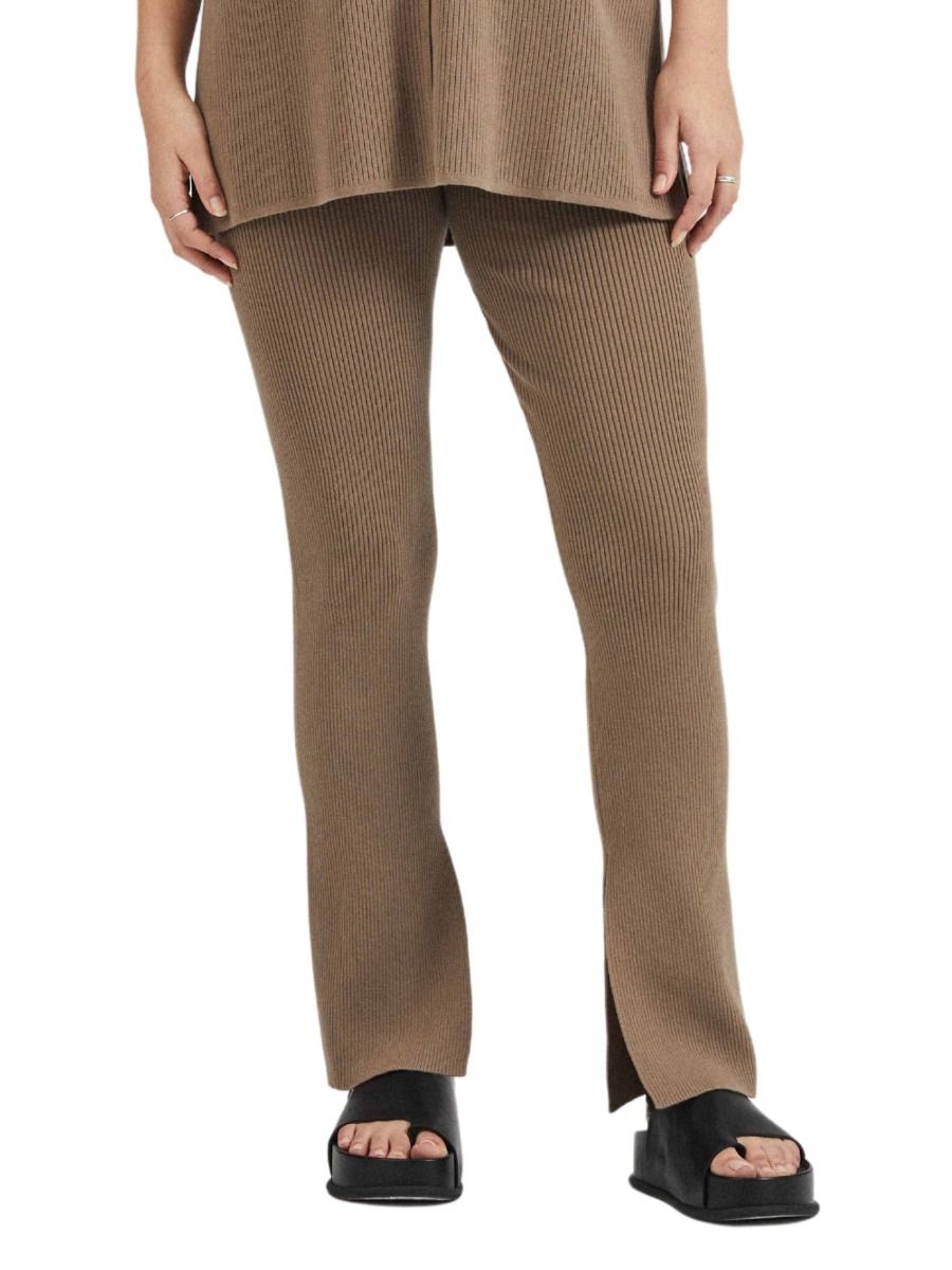 The Anais Rib Knit Pants Taupe