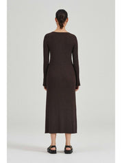 The Scoop Neck Cleo Dress Chocolate Melange Cotton