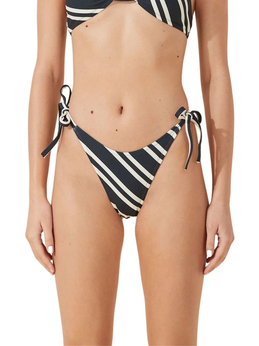 Black & Bone Stripe Curve String Tie Brief Black & Bone Flower