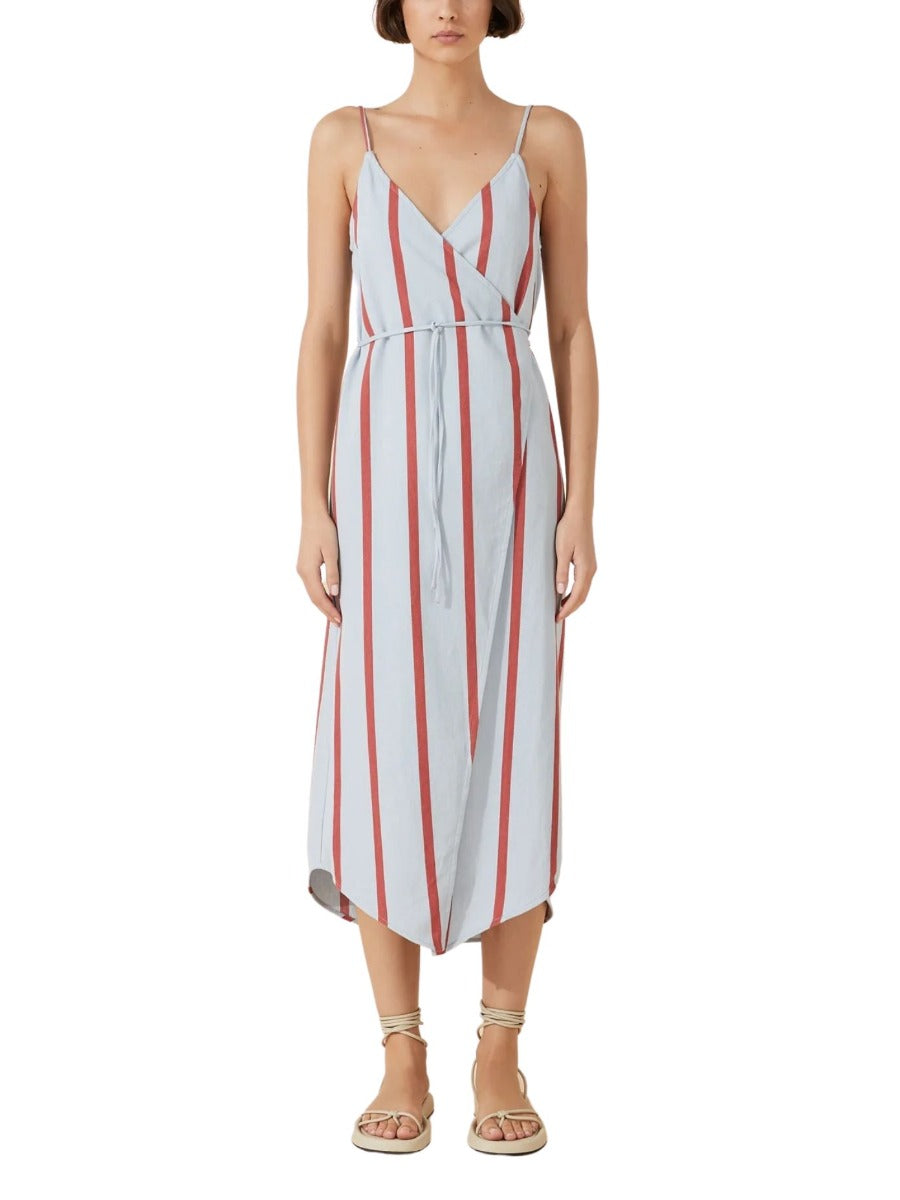 Rio Stripe Wrap Dress Rio Red Cool Blue