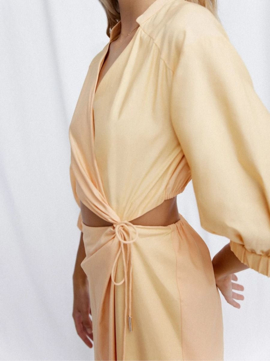 Kara Midi Dress Peach Mix