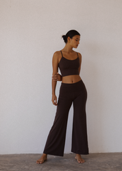 Flow Crop - Dark Brown - Viscose/Spandex