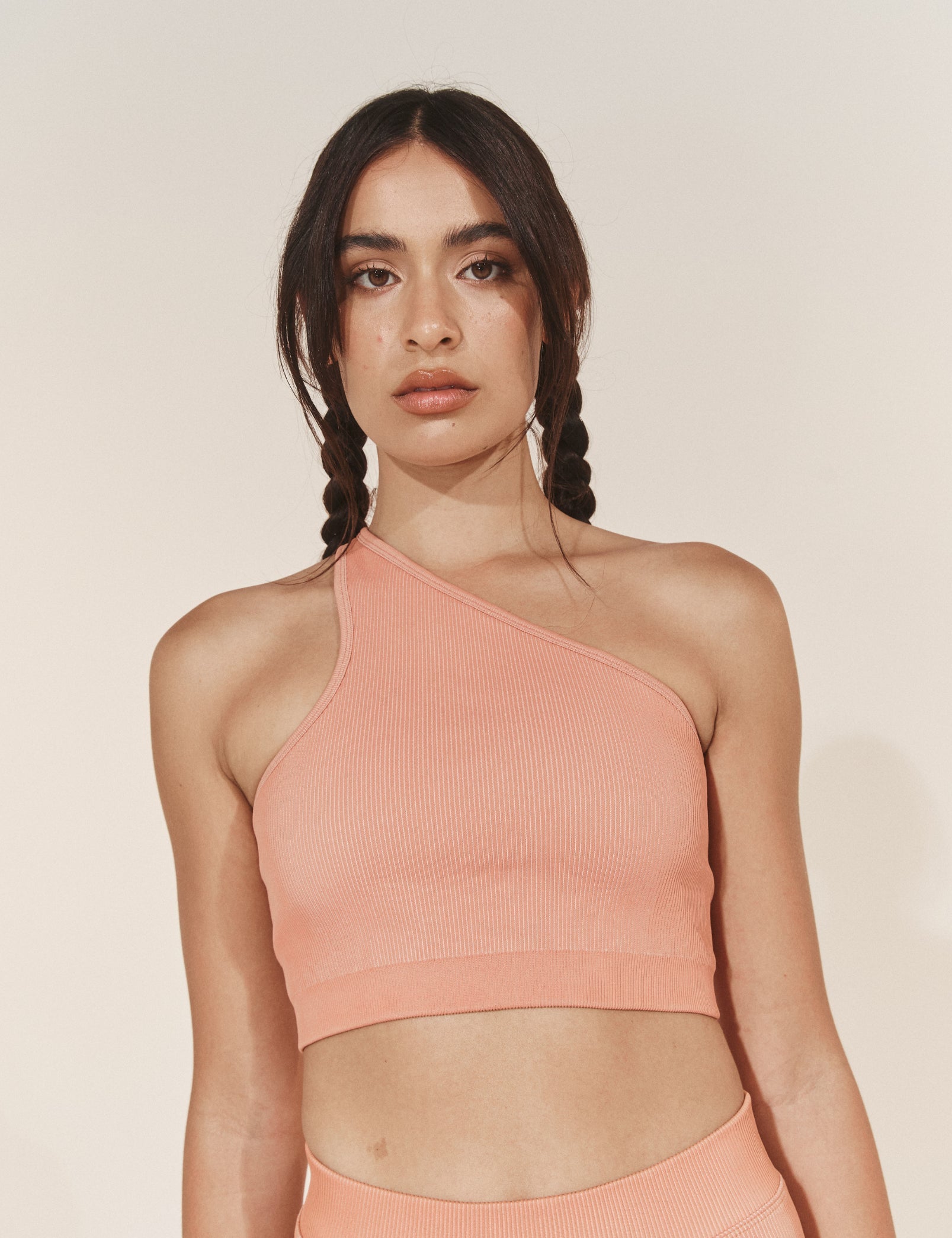 Asymmetric One Shoulder Crop - Italian Clay