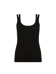 The Double Strap Tank Black Cotton