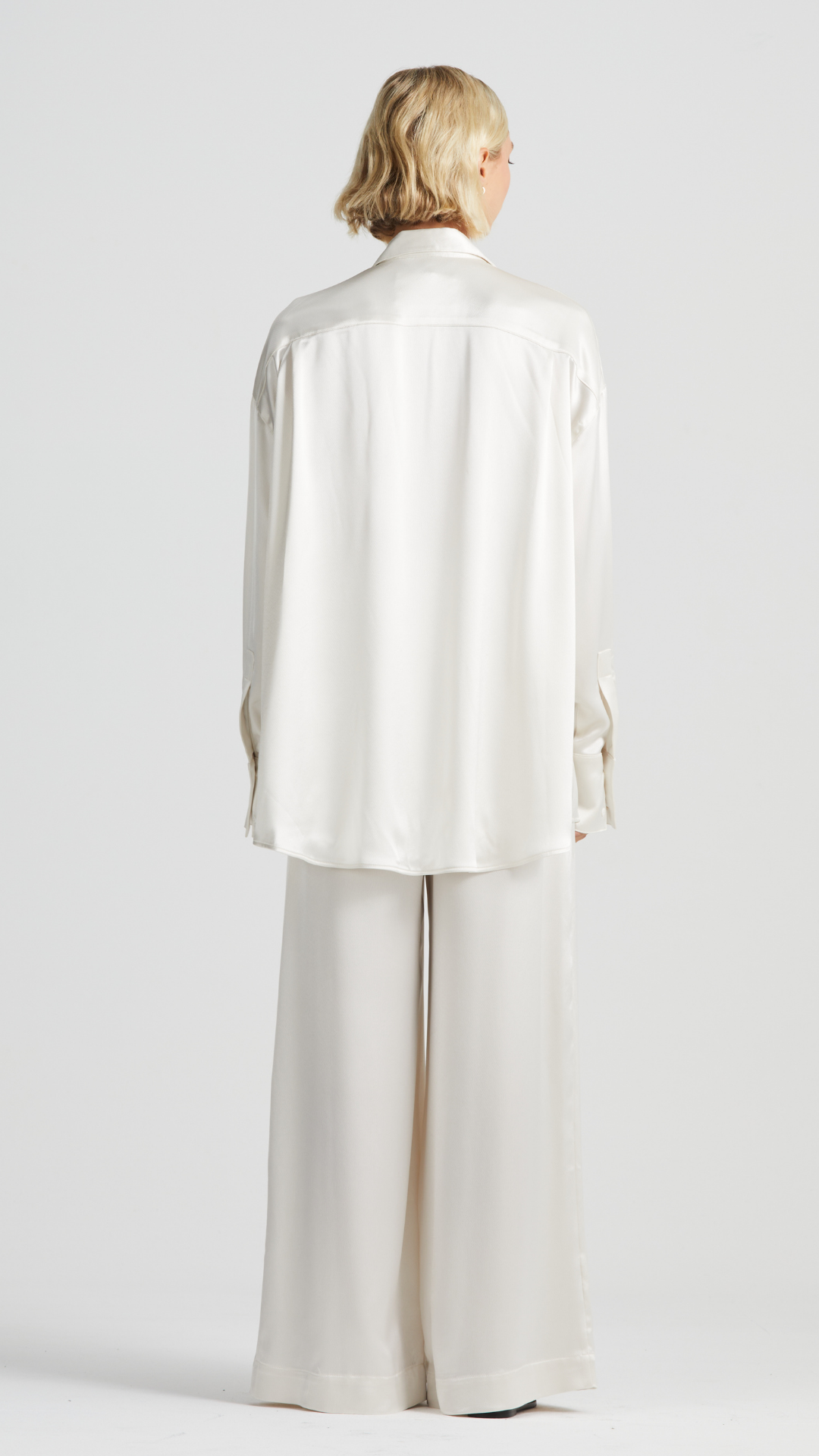 Luxe Essential Wide Leg Pant, Ivory Satin