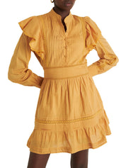 Prairie Lace Mini Dress Mustard