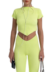 Ribbed Tie Tee in Algae