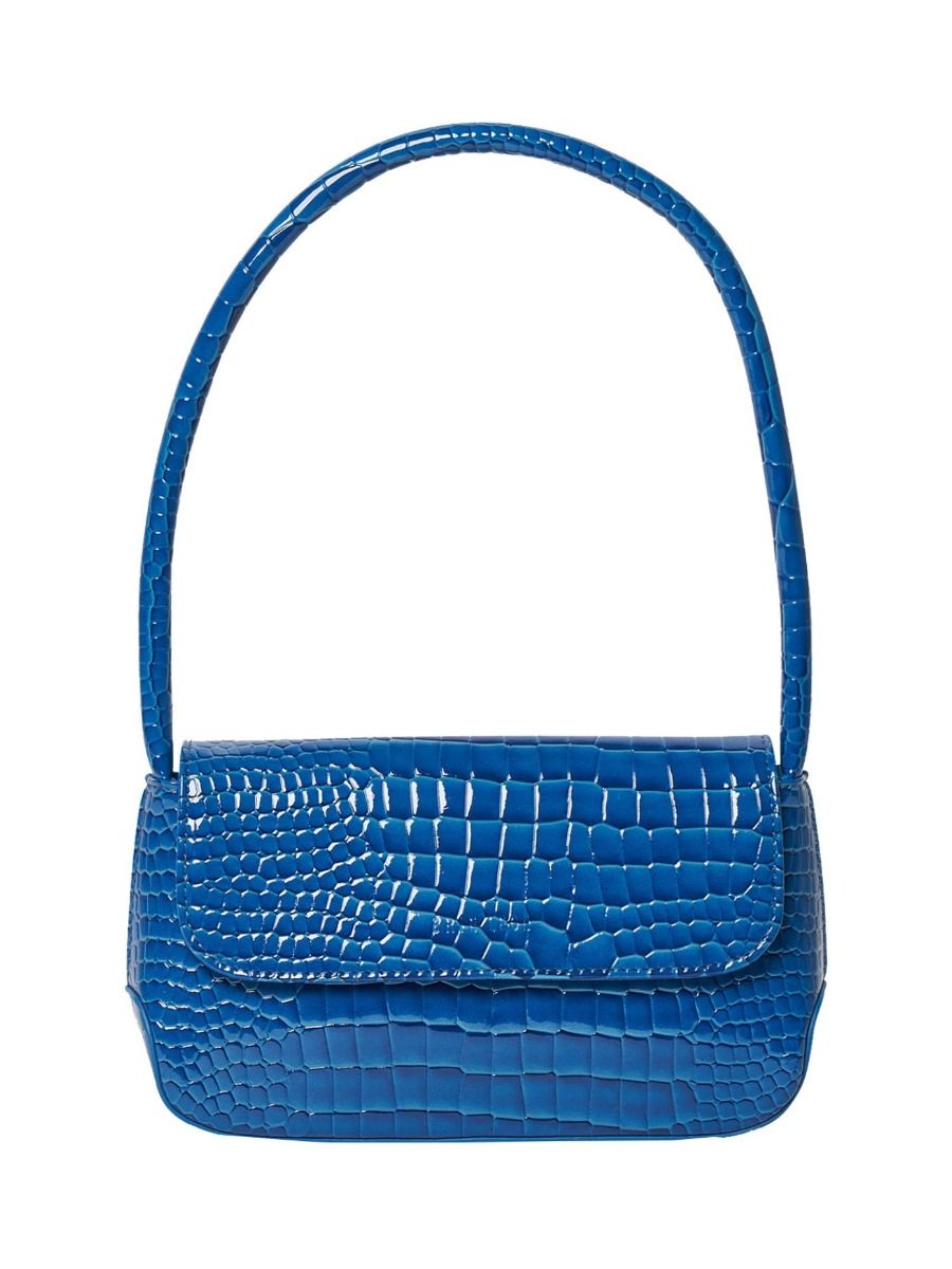 Mini Camille Bag Cobalt Wet Croc