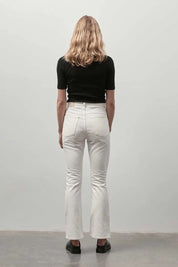 High Waist Crop Flare Jeans Off White