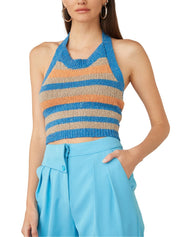 Marie Crop Lapis Tuscan Stripe