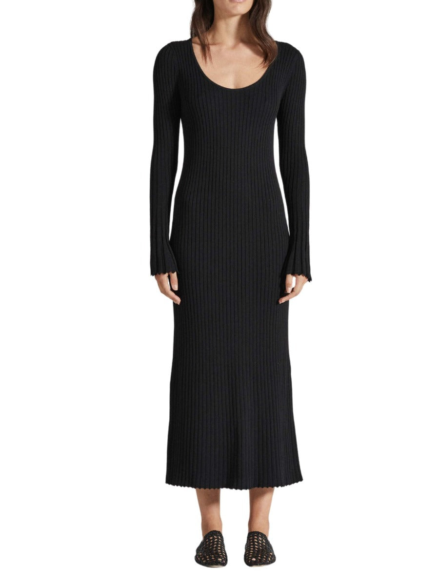 The Scoop Neck Cleo Dress Black Cotton