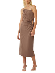 Taylor Ruched Cut Out Midi Dress Desert Taupe