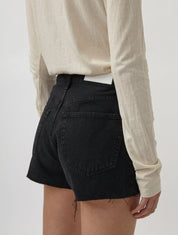 70s High-Rise Denim Short - Black