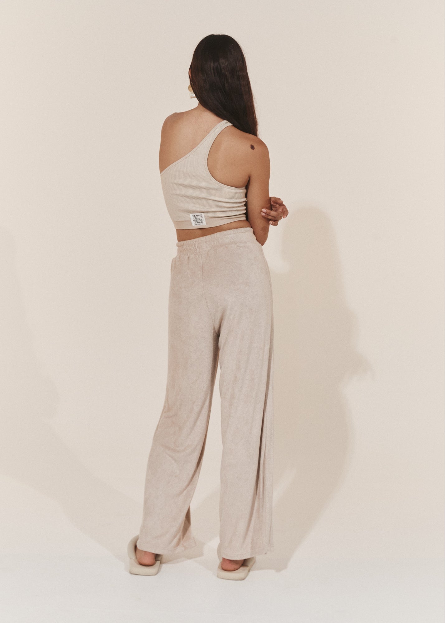 Asymmetric One Shoulder Crop - Chalk