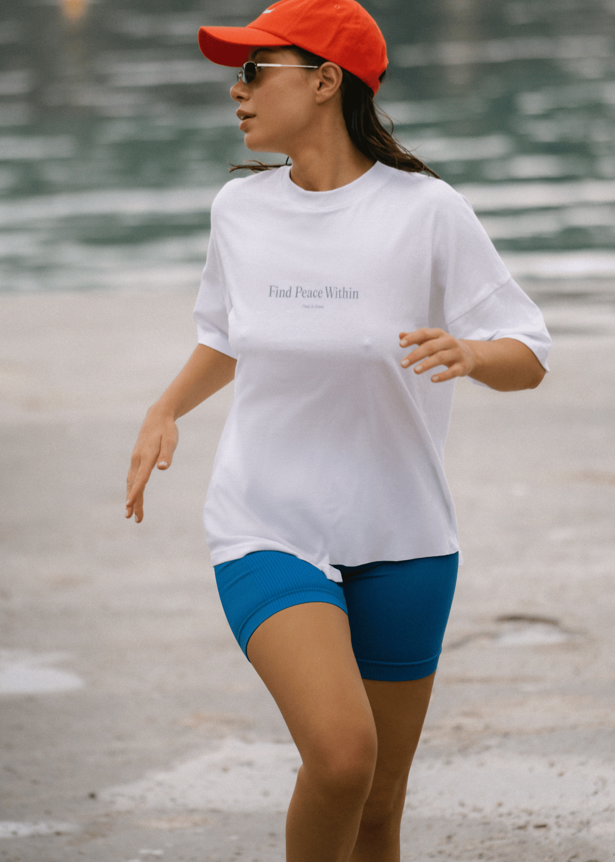 T-Shirts - Find Peace Within T-Shirt- White/Blue